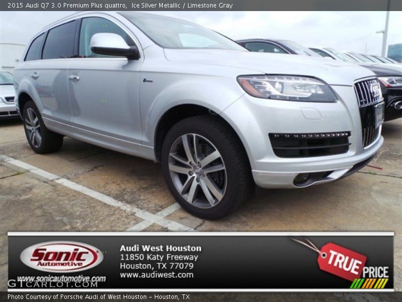 Ice Silver Metallic / Limestone Gray 2015 Audi Q7 3.0 Premium Plus quattro