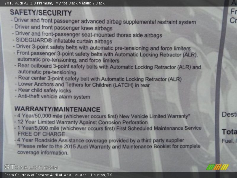 Mythos Black Metallic / Black 2015 Audi A3 1.8 Premium