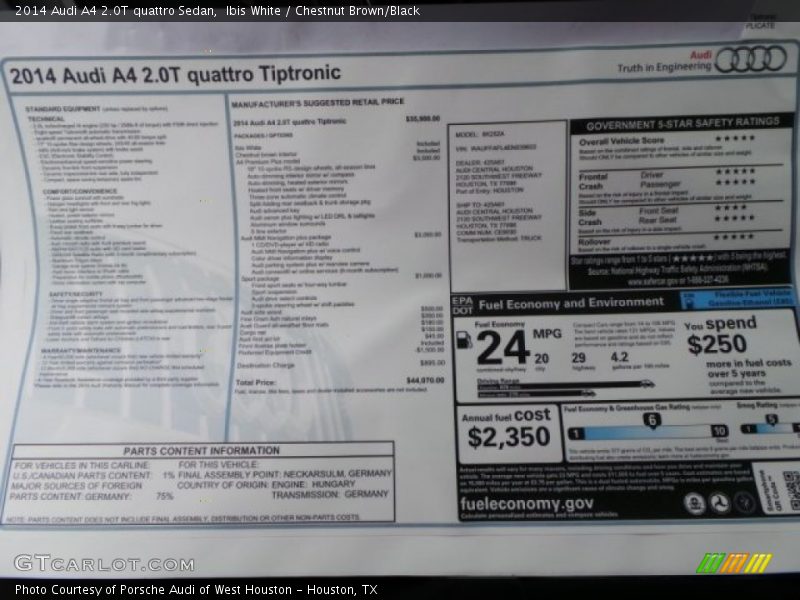 Ibis White / Chestnut Brown/Black 2014 Audi A4 2.0T quattro Sedan