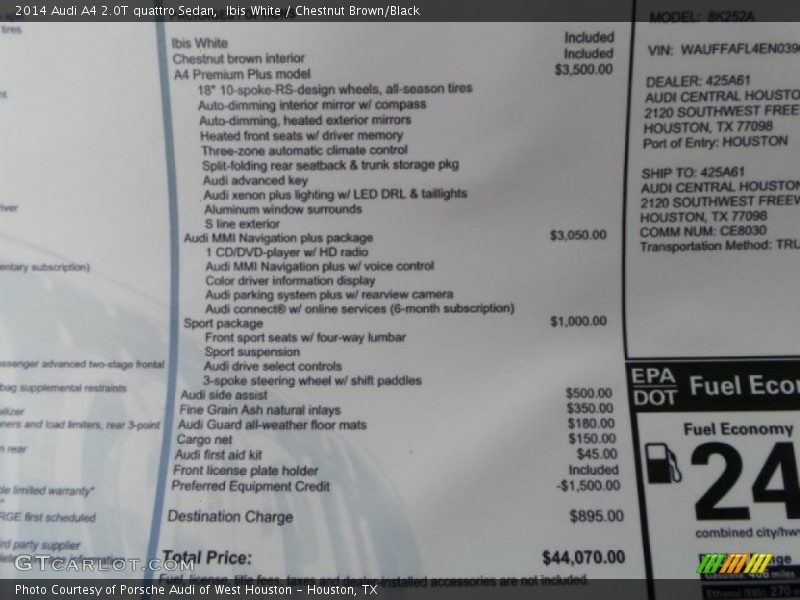 Ibis White / Chestnut Brown/Black 2014 Audi A4 2.0T quattro Sedan