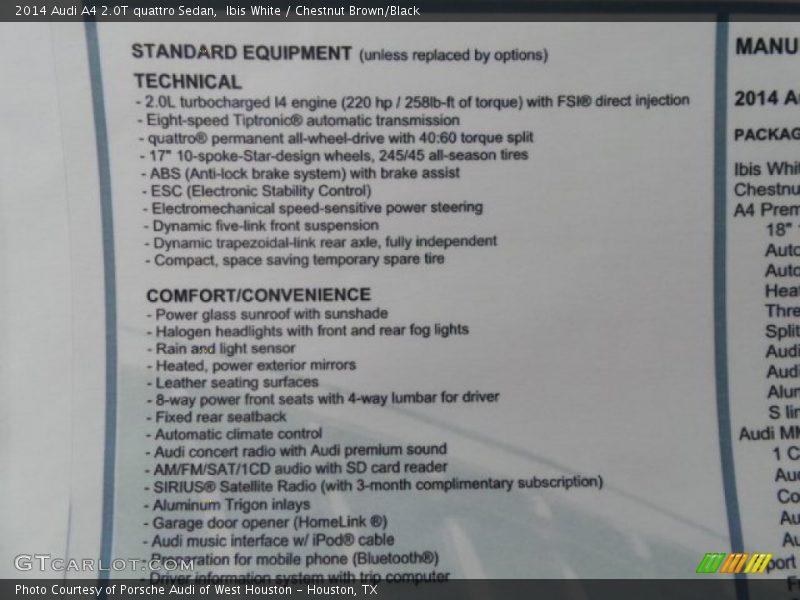 Ibis White / Chestnut Brown/Black 2014 Audi A4 2.0T quattro Sedan