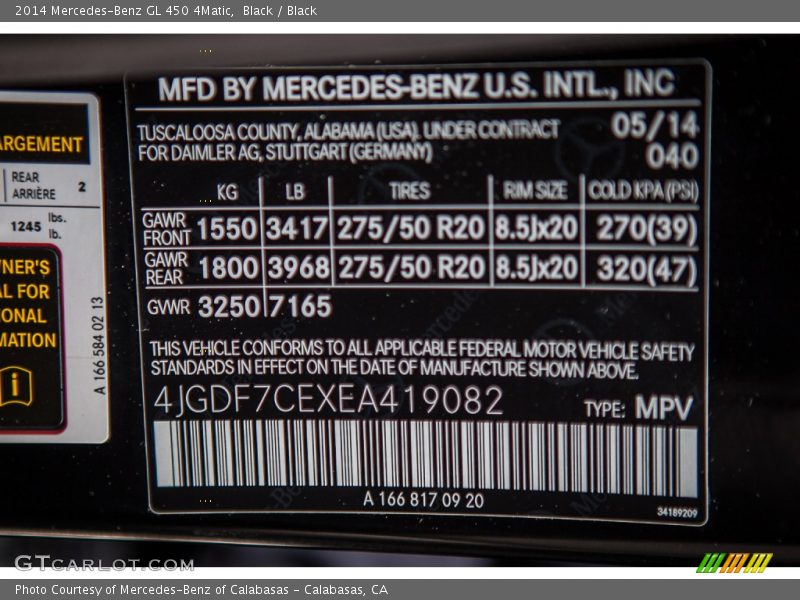 Black / Black 2014 Mercedes-Benz GL 450 4Matic