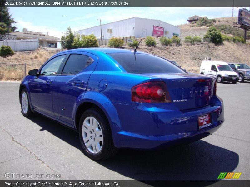 Blue Streak Pearl / Black/Light Frost Beige 2013 Dodge Avenger SE