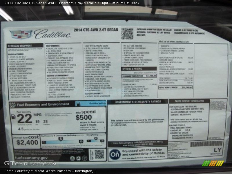 Phantom Gray Metallic / Light Platinum/Jet Black 2014 Cadillac CTS Sedan AWD