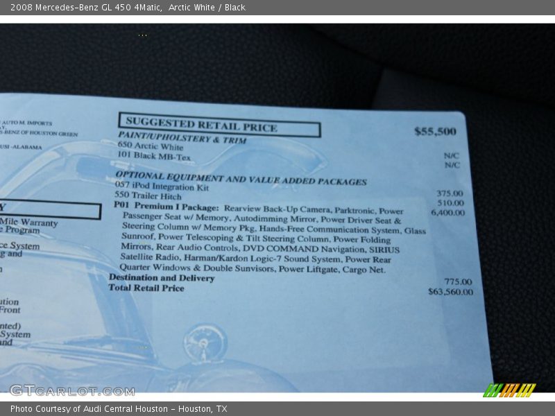 Arctic White / Black 2008 Mercedes-Benz GL 450 4Matic