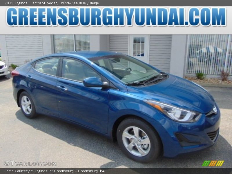 Windy Sea Blue / Beige 2015 Hyundai Elantra SE Sedan