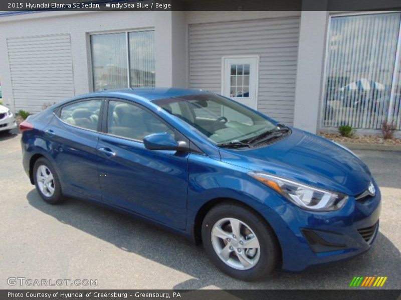 Windy Sea Blue / Beige 2015 Hyundai Elantra SE Sedan