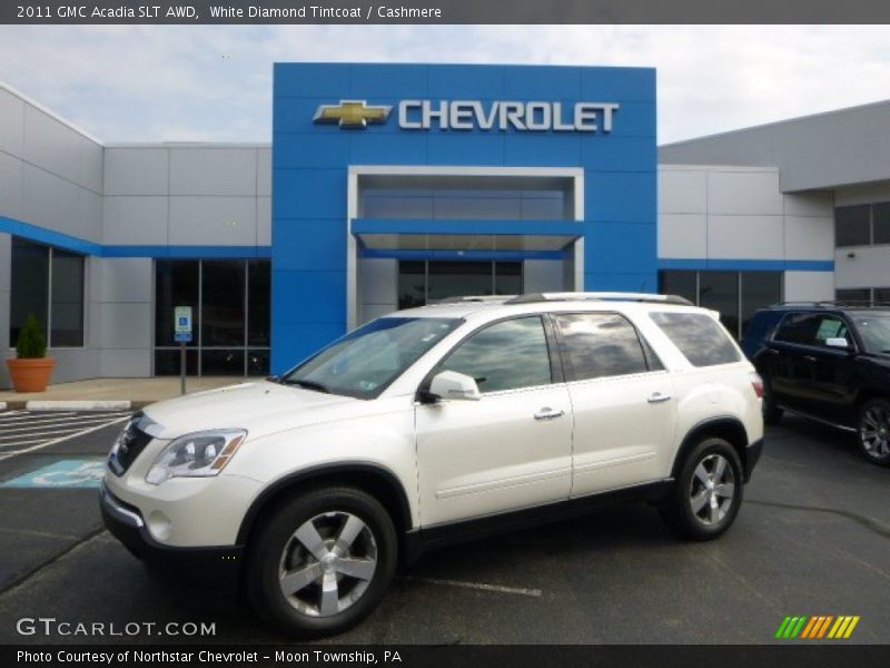 White Diamond Tintcoat / Cashmere 2011 GMC Acadia SLT AWD