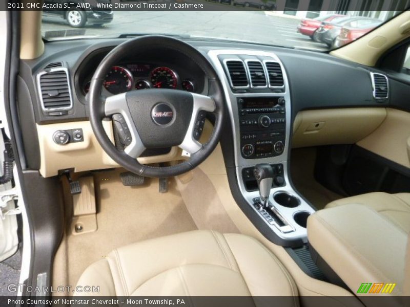 White Diamond Tintcoat / Cashmere 2011 GMC Acadia SLT AWD