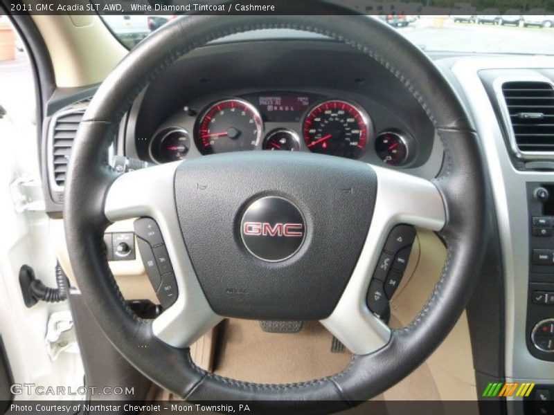 White Diamond Tintcoat / Cashmere 2011 GMC Acadia SLT AWD