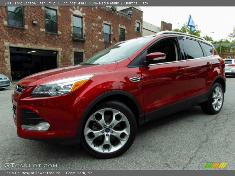 Ruby Red Metallic / Charcoal Black 2013 Ford Escape Titanium 2.0L EcoBoost 4WD