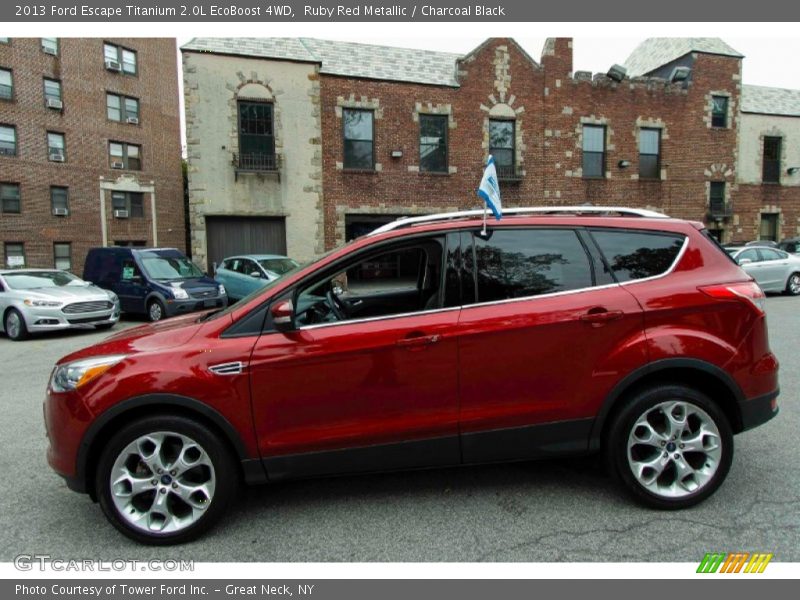 Ruby Red Metallic / Charcoal Black 2013 Ford Escape Titanium 2.0L EcoBoost 4WD