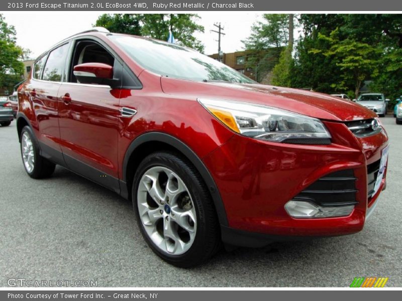 Ruby Red Metallic / Charcoal Black 2013 Ford Escape Titanium 2.0L EcoBoost 4WD
