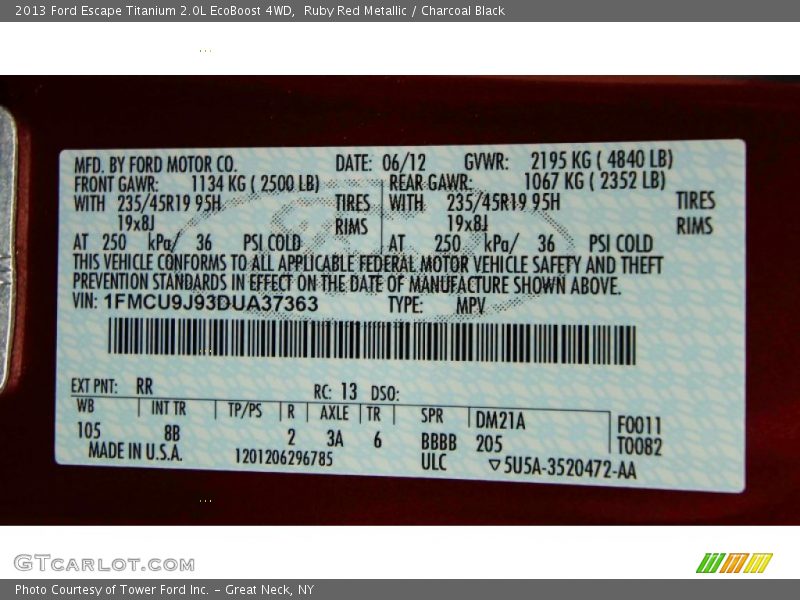 Ruby Red Metallic / Charcoal Black 2013 Ford Escape Titanium 2.0L EcoBoost 4WD