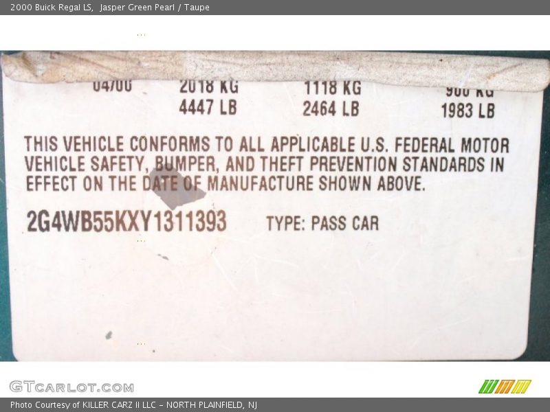 Jasper Green Pearl / Taupe 2000 Buick Regal LS