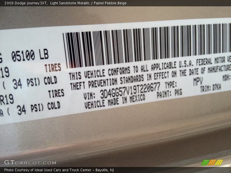 Light Sandstone Metallic / Pastel Pebble Beige 2009 Dodge Journey SXT