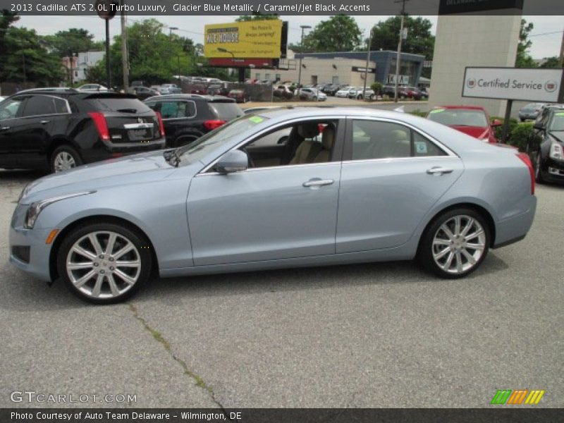 Glacier Blue Metallic / Caramel/Jet Black Accents 2013 Cadillac ATS 2.0L Turbo Luxury