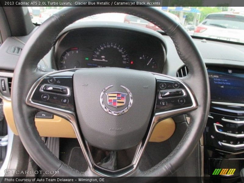 Glacier Blue Metallic / Caramel/Jet Black Accents 2013 Cadillac ATS 2.0L Turbo Luxury