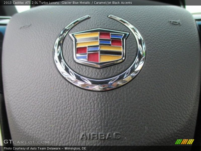 Glacier Blue Metallic / Caramel/Jet Black Accents 2013 Cadillac ATS 2.0L Turbo Luxury