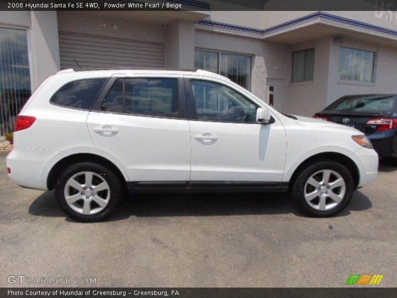 Powder White Pearl / Beige 2008 Hyundai Santa Fe SE 4WD