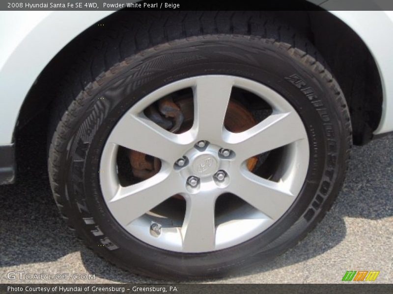 Powder White Pearl / Beige 2008 Hyundai Santa Fe SE 4WD