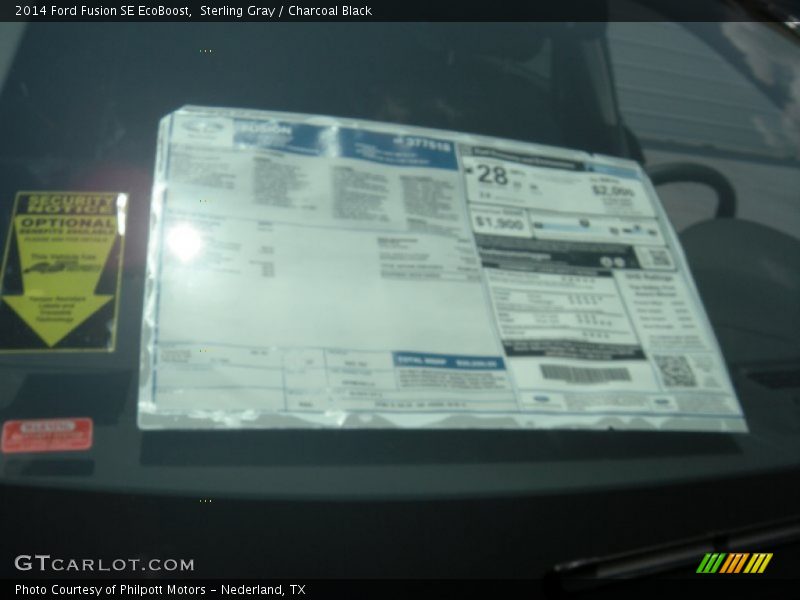 Sterling Gray / Charcoal Black 2014 Ford Fusion SE EcoBoost
