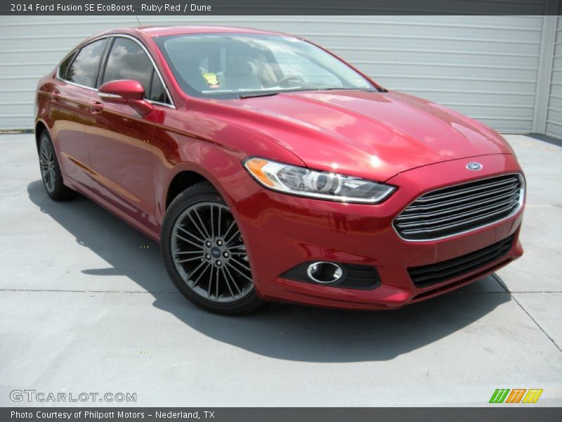 Ruby Red / Dune 2014 Ford Fusion SE EcoBoost