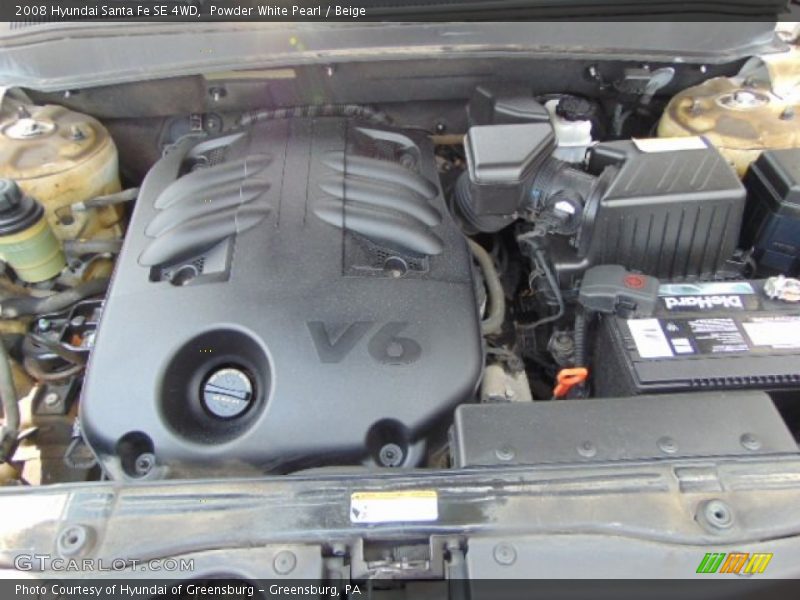 Powder White Pearl / Beige 2008 Hyundai Santa Fe SE 4WD