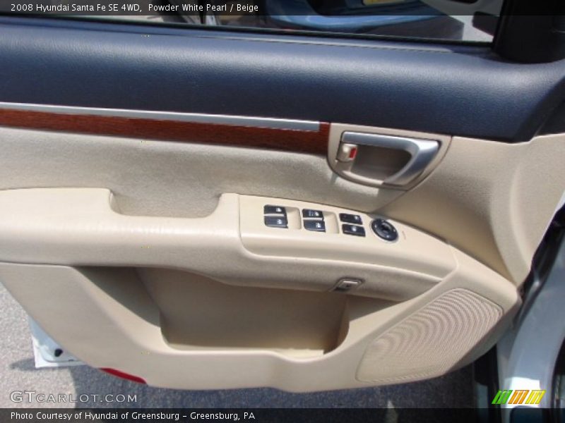 Powder White Pearl / Beige 2008 Hyundai Santa Fe SE 4WD