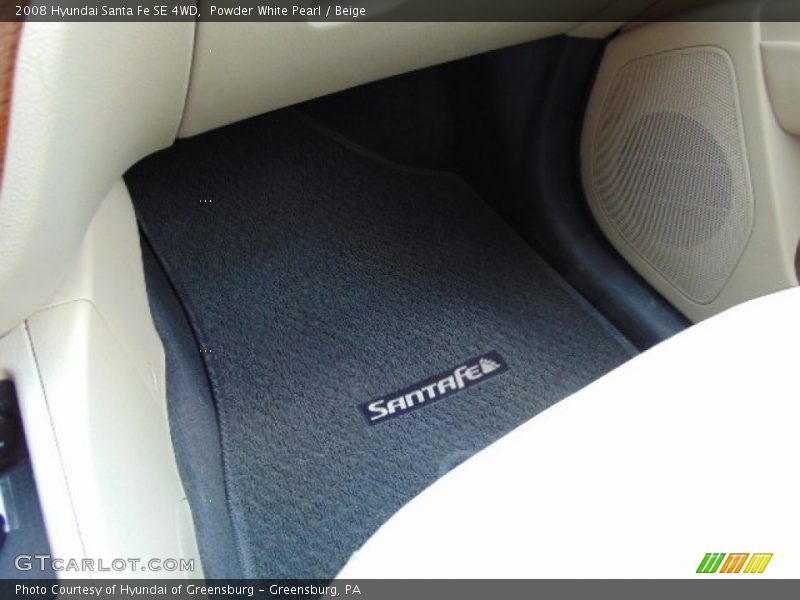 Powder White Pearl / Beige 2008 Hyundai Santa Fe SE 4WD