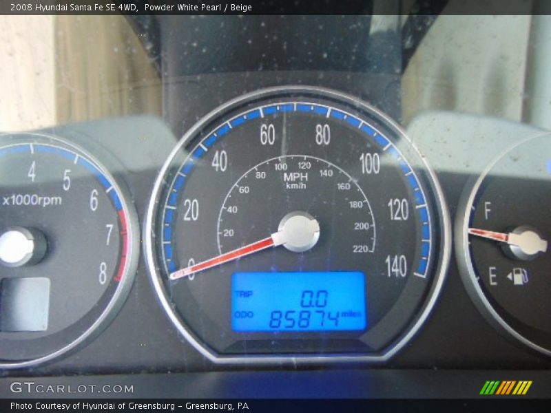 Powder White Pearl / Beige 2008 Hyundai Santa Fe SE 4WD