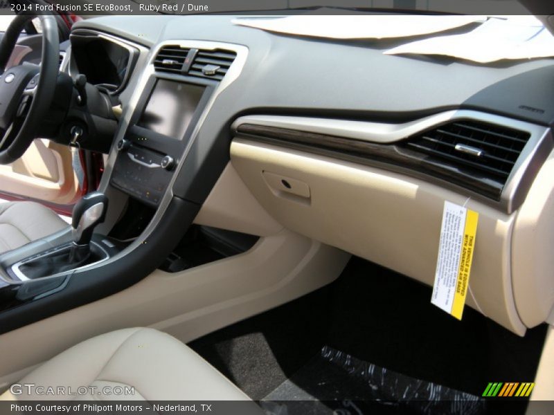 Ruby Red / Dune 2014 Ford Fusion SE EcoBoost