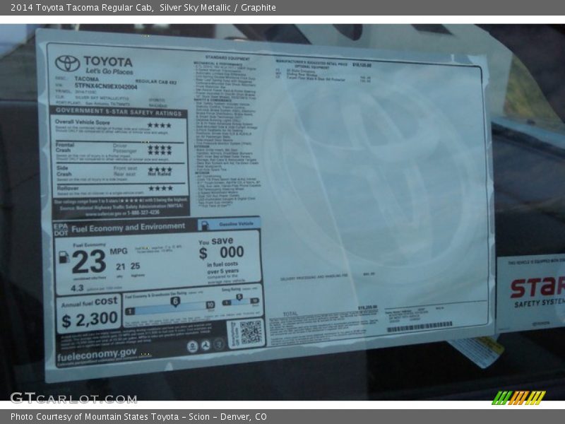 Silver Sky Metallic / Graphite 2014 Toyota Tacoma Regular Cab