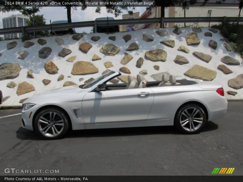 Mineral White Metallic / Venetian Beige 2014 BMW 4 Series 428i xDrive Convertible