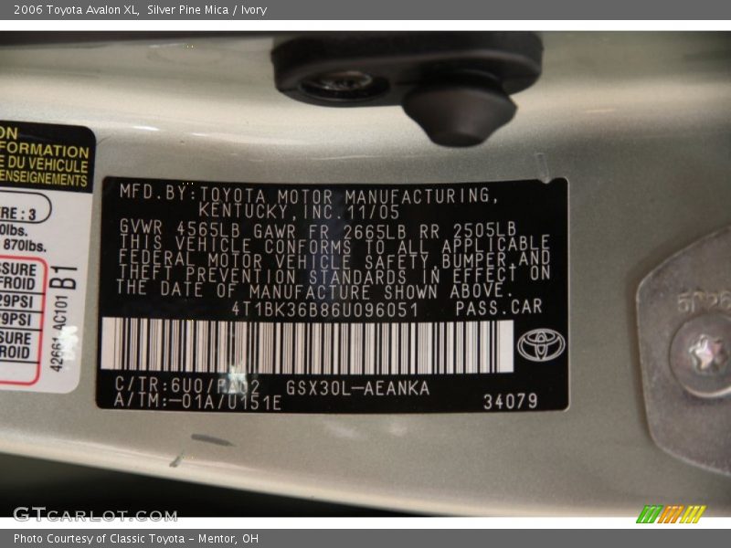 Silver Pine Mica / Ivory 2006 Toyota Avalon XL