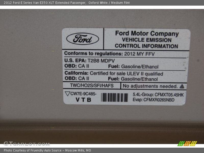 Oxford White / Medium Flint 2012 Ford E Series Van E350 XLT Extended Passenger