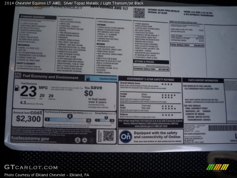 Silver Topaz Metallic / Light Titanium/Jet Black 2014 Chevrolet Equinox LT AWD