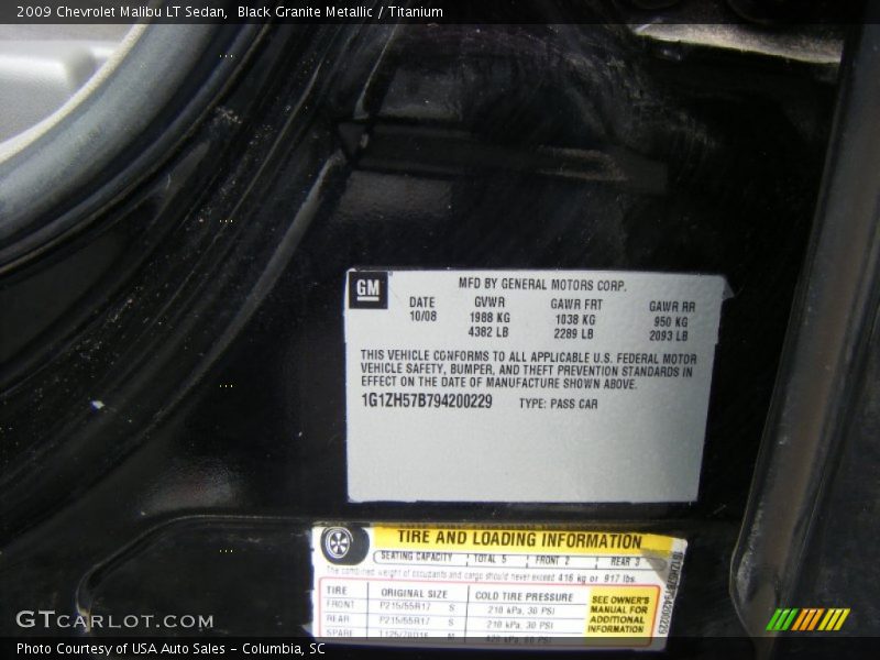 Black Granite Metallic / Titanium 2009 Chevrolet Malibu LT Sedan