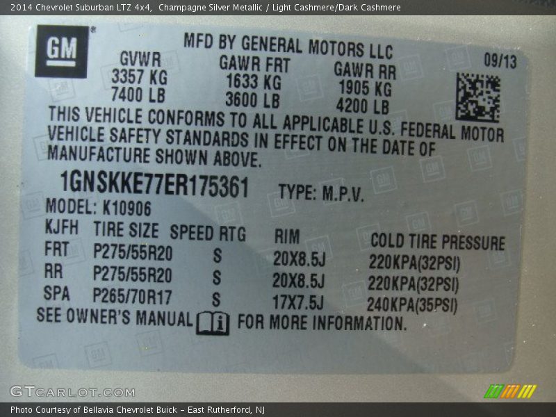 Champagne Silver Metallic / Light Cashmere/Dark Cashmere 2014 Chevrolet Suburban LTZ 4x4