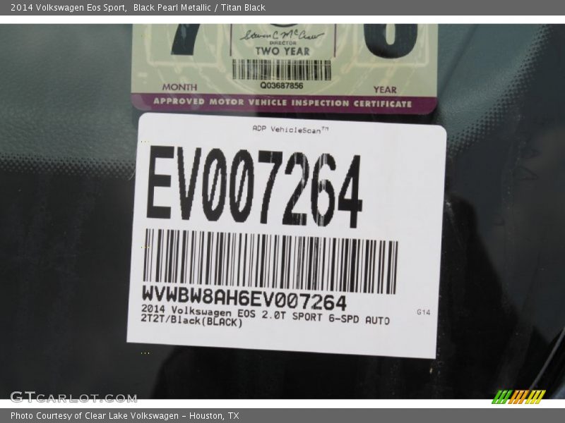 Black Pearl Metallic / Titan Black 2014 Volkswagen Eos Sport