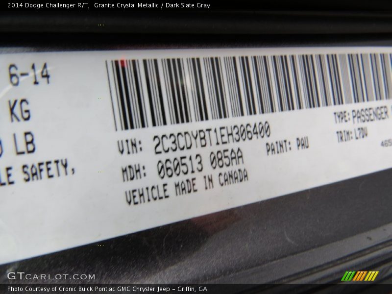 Granite Crystal Metallic / Dark Slate Gray 2014 Dodge Challenger R/T
