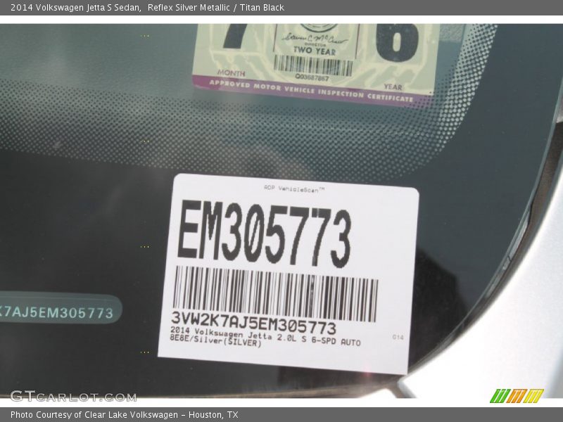 Reflex Silver Metallic / Titan Black 2014 Volkswagen Jetta S Sedan