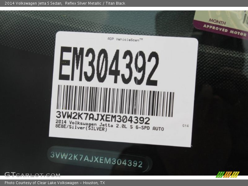 Reflex Silver Metallic / Titan Black 2014 Volkswagen Jetta S Sedan