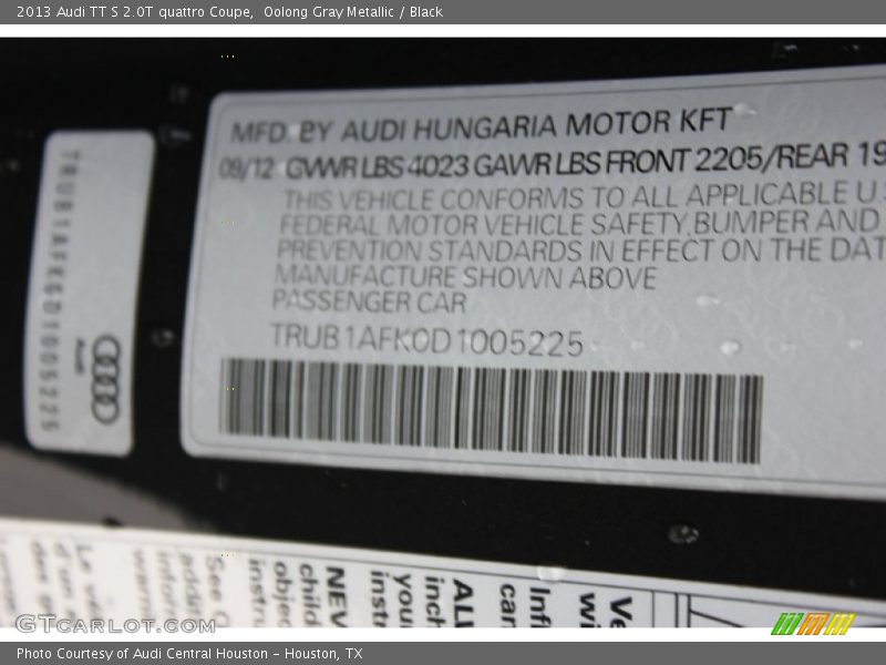 Oolong Gray Metallic / Black 2013 Audi TT S 2.0T quattro Coupe