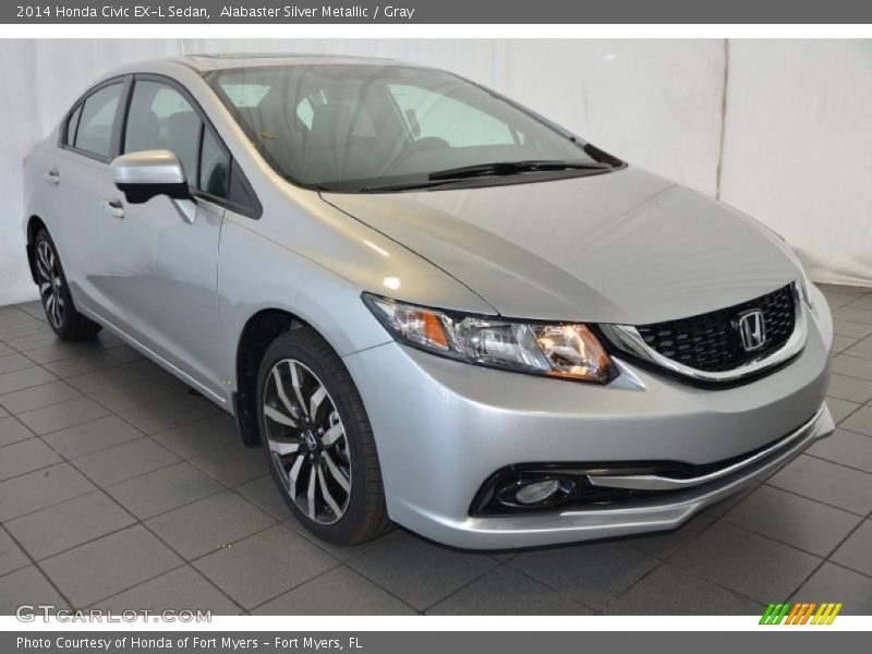 Alabaster Silver Metallic / Gray 2014 Honda Civic EX-L Sedan