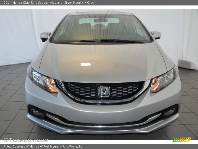 Alabaster Silver Metallic / Gray 2014 Honda Civic EX-L Sedan