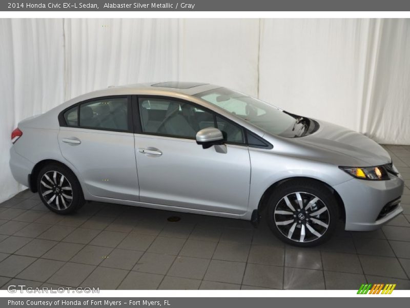 Alabaster Silver Metallic / Gray 2014 Honda Civic EX-L Sedan