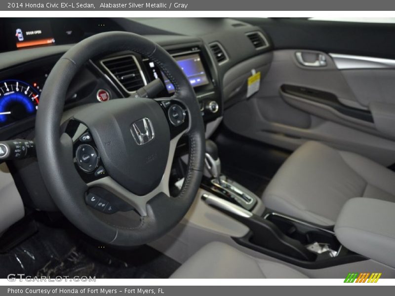 Alabaster Silver Metallic / Gray 2014 Honda Civic EX-L Sedan