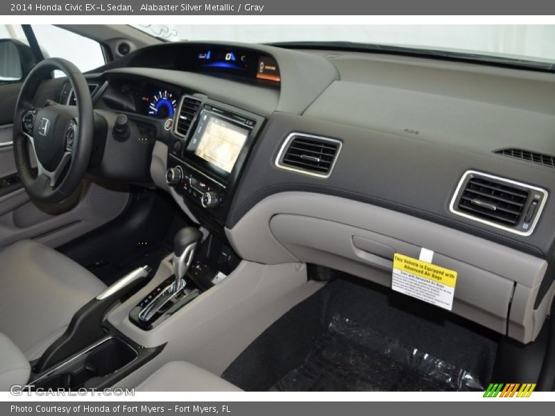 Alabaster Silver Metallic / Gray 2014 Honda Civic EX-L Sedan