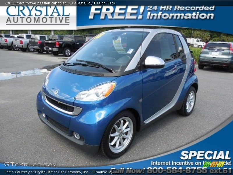 Blue Metallic / Design Black 2008 Smart fortwo passion cabriolet